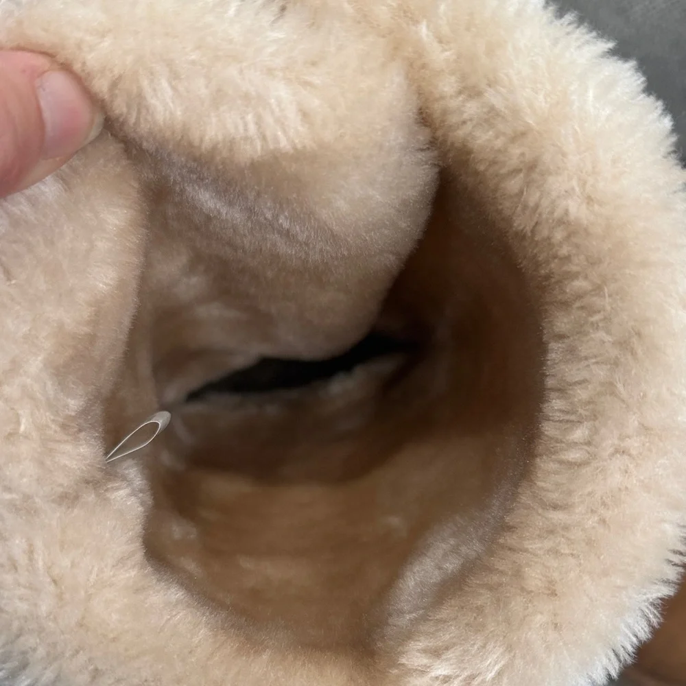 NWOT Cozy tan faux fur Lined suede like tall Boots